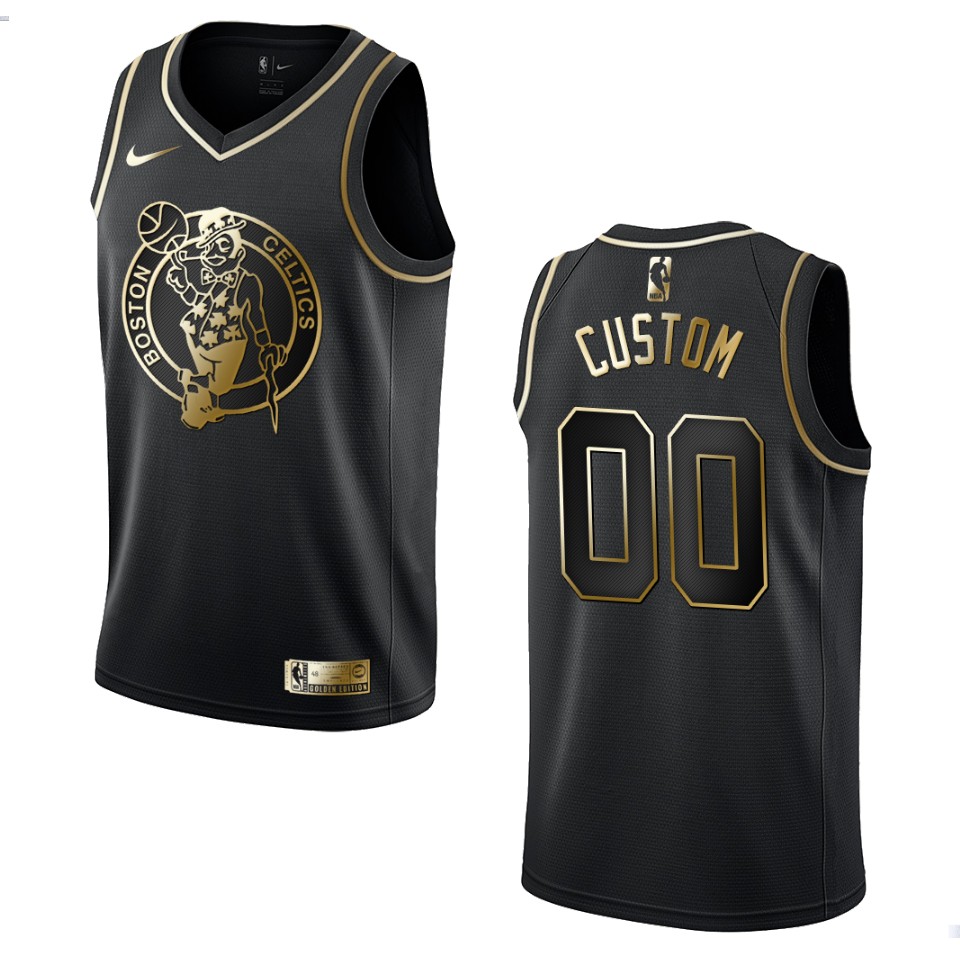 Men's Boston Celtics Custom #00 Black Golden Edition Jersey 2401KEUM